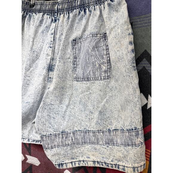 Vintage 80s 90s Unisex Denim Mom Shorts Skater Grunge Stripe Distressed Stretchy - Picture 7 of 8